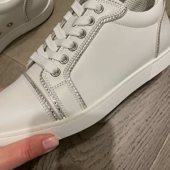Never Worn Swarovski Crystal Christian Louboutin White Sneakers size 7 - Picture 2 of 6